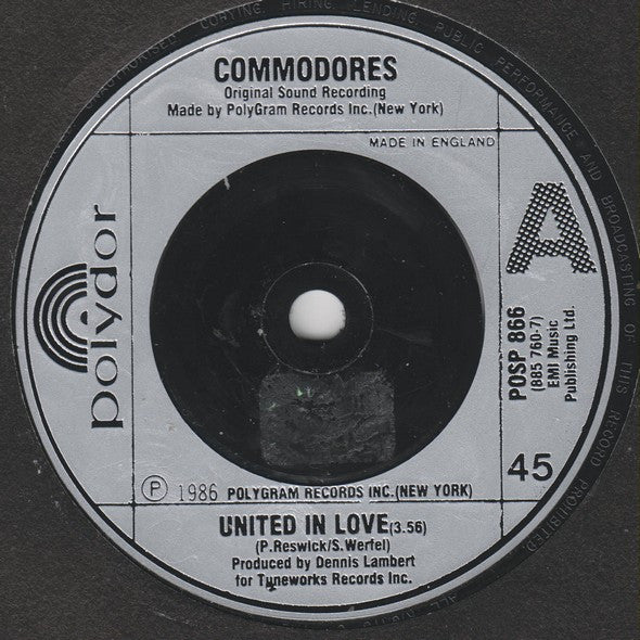 Commodores - United In Love - Used Vinyl Record 7" image 3