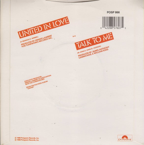 Commodores - United In Love - Used Vinyl Record 7" image 6