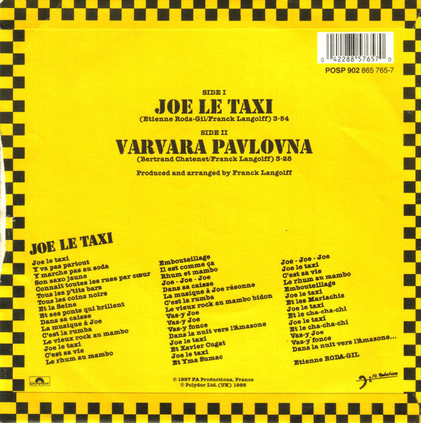 Vanessa Paradis - Joe Le Taxi - Used Vinyl Record 7" image 6
