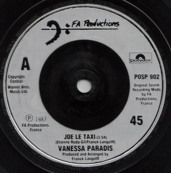 Vanessa Paradis - Joe Le Taxi - Used Vinyl Record 7" image 7