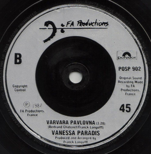 Vanessa Paradis - Joe Le Taxi - Used Vinyl Record 7" image 8