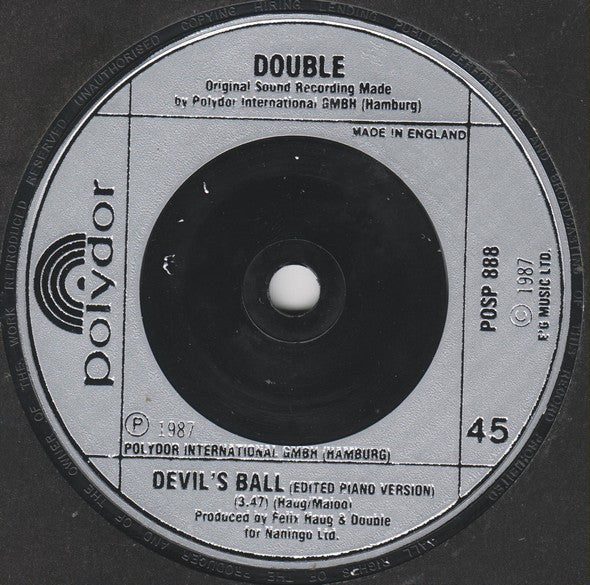 Double - Devils Ball - Used Vinyl Record 7" image 4