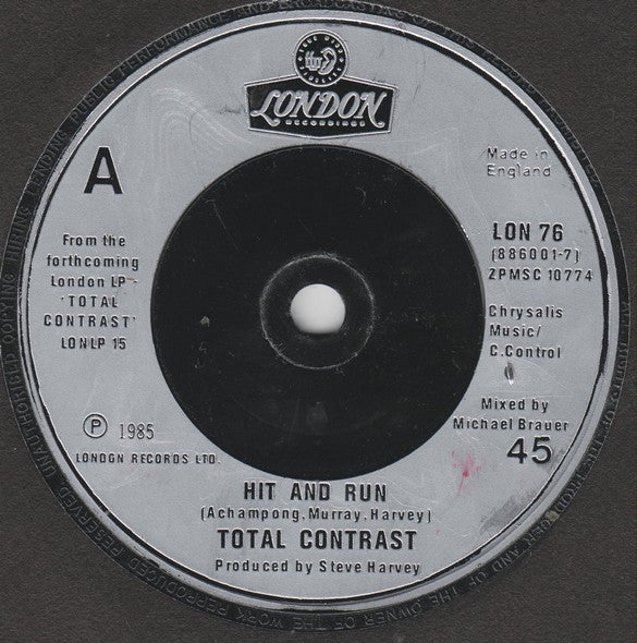 Total Contrast - Hit And Run - Used Vinyl Record 7" image 3