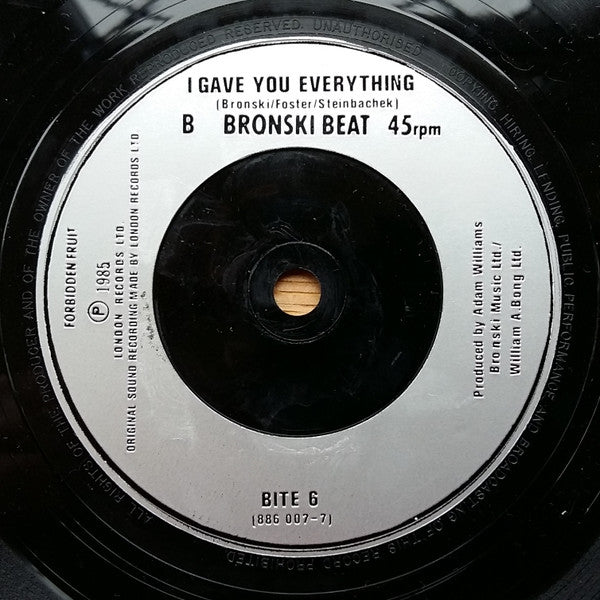 Bronski Beat - Hit That Perfect Beat - Used Vinyl Record 7" image 8