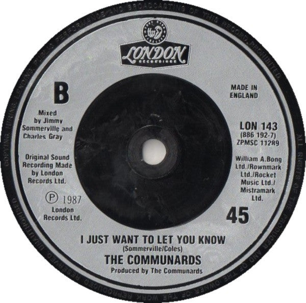 Communards - Tomorrow - Used Vinyl Record 7" image 4