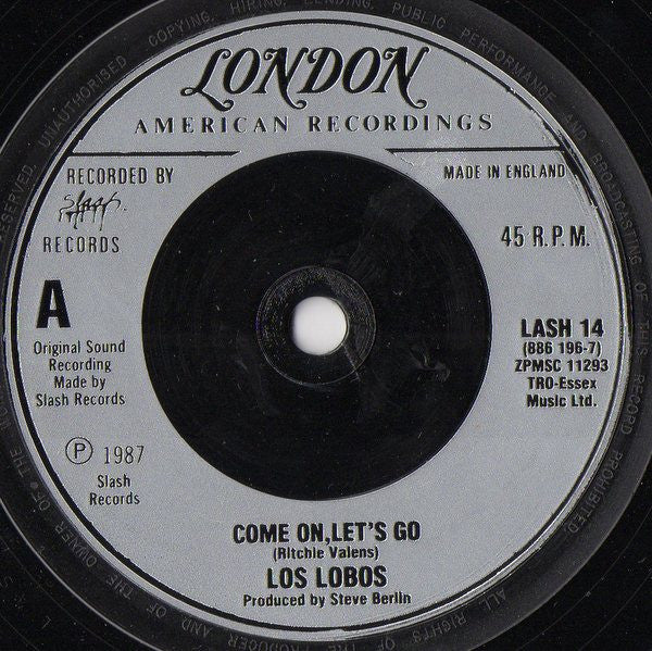 Los Lobos - Come On, Let's Go - Used Vinyl Record 7" image 7