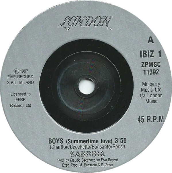 Sabrina - Boys (Summertime Love) - Used Vinyl Record 7" image 3