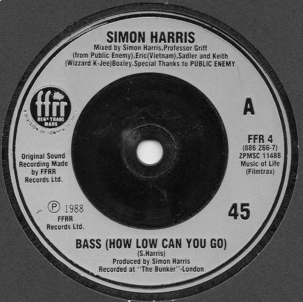 Simon Harris - Bass (How Low Can You Go) - Used Vinyl Record 7" image 3