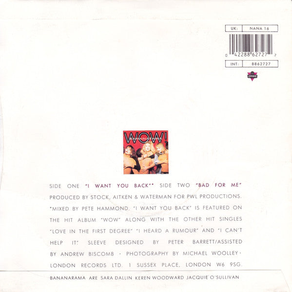 Bananarama - I Want You Back - Used Vinyl Record 7" image 2
