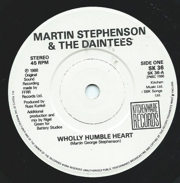Martin Stephenson An - Wholly Humble Heart - Used Vinyl Record 7" image 7