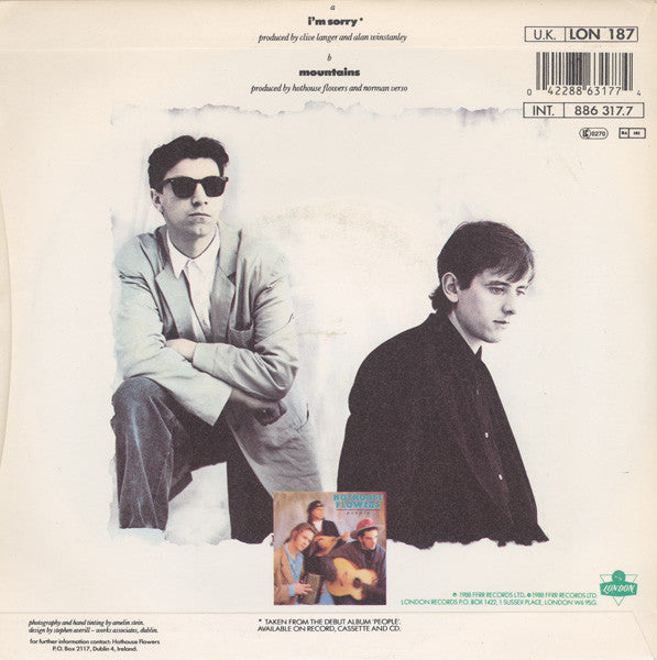 Hothouse Flowers - I'm Sorry - Used Vinyl Record 7" image 2