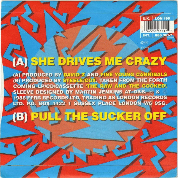 Fine Young Cannibals - She Drives Me Crazy - Used Vinyl Record 7" image 2