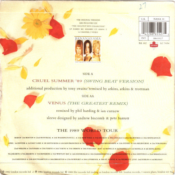 Bananarama - Cruel Summer '89 - Used Vinyl Record 7" image 6