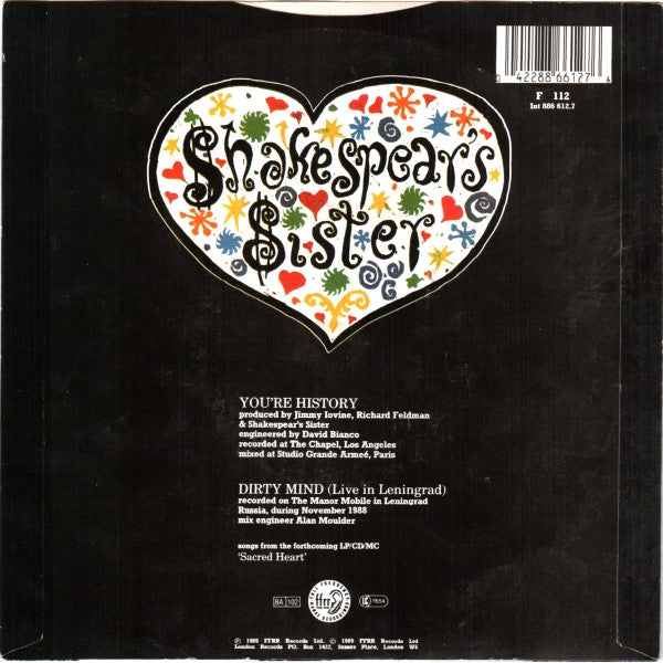 Shakespear's Sister - You're History - Used Vinyl Record 7" image 2
