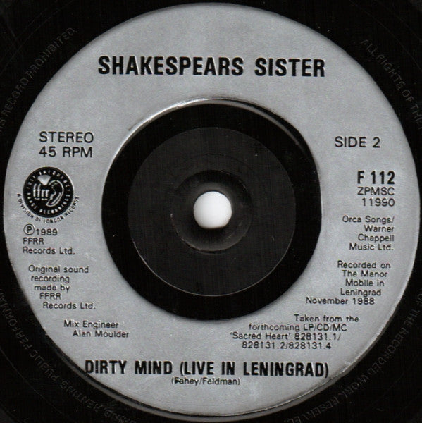Shakespear's Sister - You're History - Used Vinyl Record 7" image 4