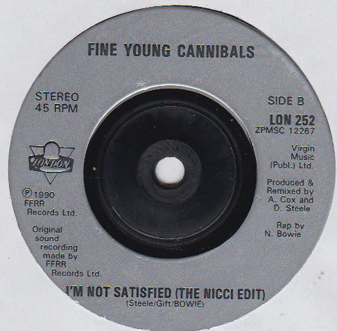 Fine Young Cannibals - I'm Not Satisfied - Used Vinyl Record 7" image 4