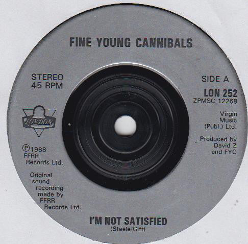 Fine Young Cannibals - I'm Not Satisfied - Used Vinyl Record 7" image 7