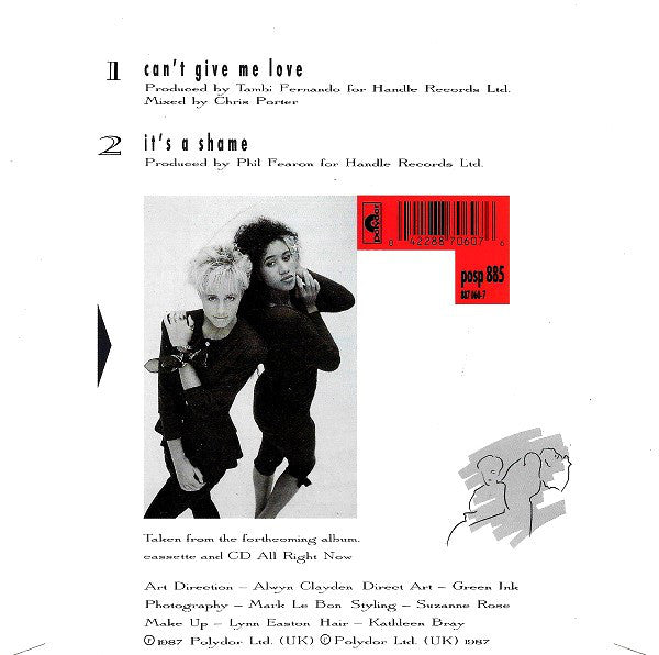 Pepsi & Shirlie - Can't Give Me Love - Used Vinyl Record 7" image 2
