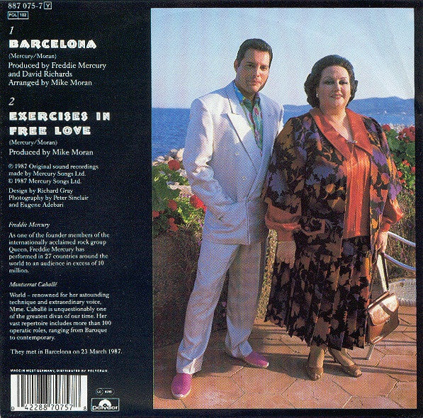 Freddie Mercury - Barcelona - Used Vinyl Record 7" image 2
