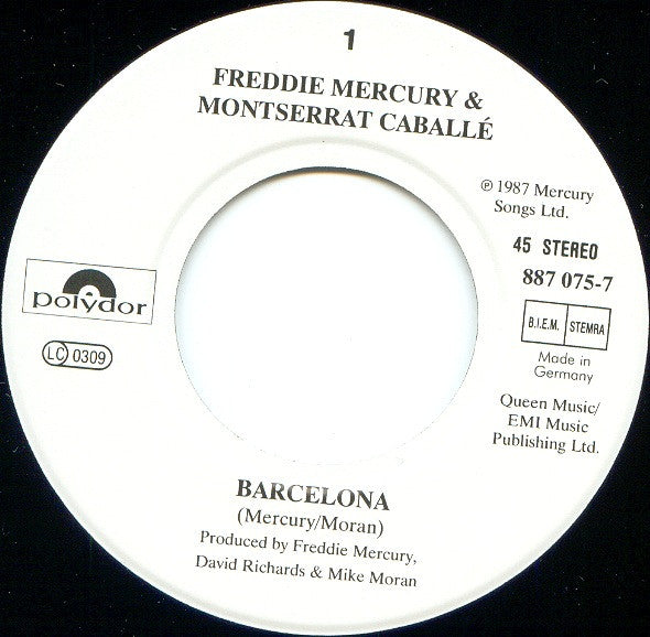 Freddie Mercury - Barcelona - Used Vinyl Record 7" image 3