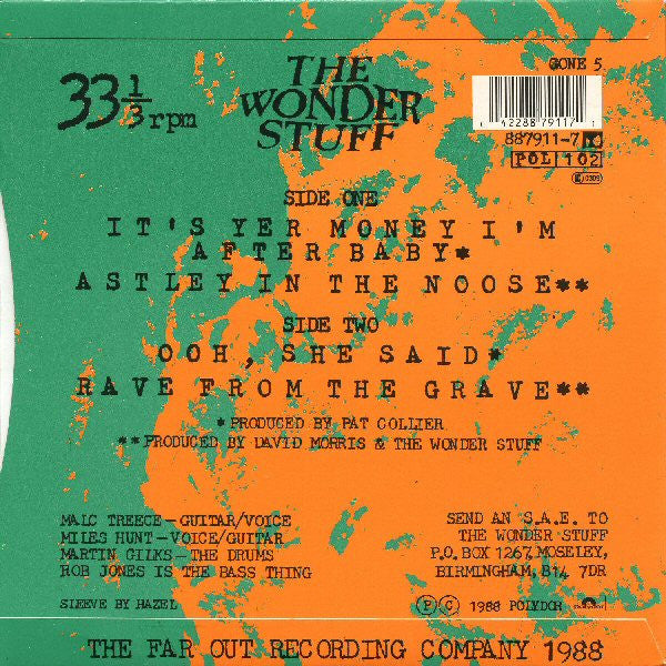 Wonder Stuff - It's Yer Money I'm After, Baby - Used Vinyl Record 7" image 2