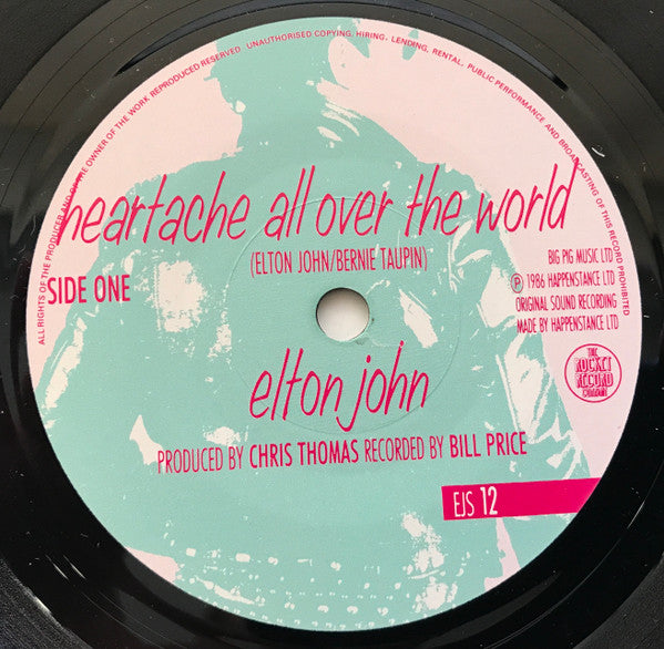 Elton John - Heartache All Over The World - Used Vinyl Record 7" image 3