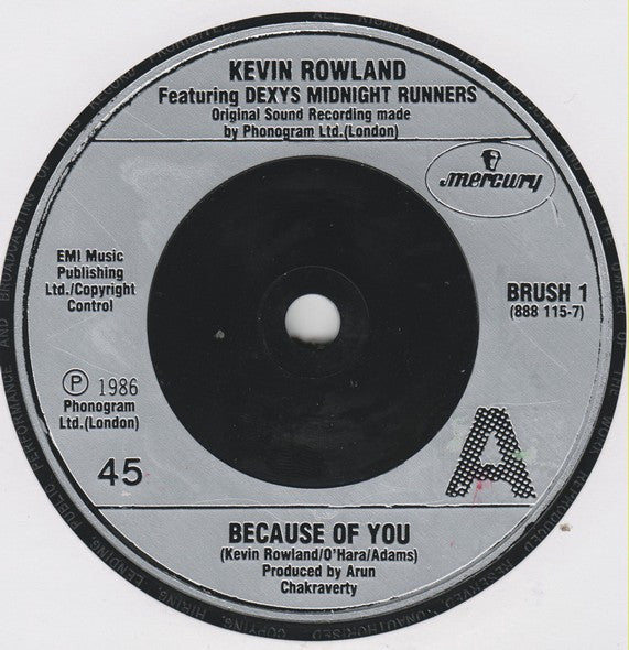 Kevin Rowland - Because Of You - Used Vinyl Record 7" image 3