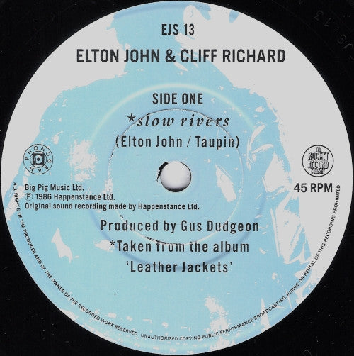 Elton John - Slow Rivers - Used Vinyl Record 7" image 3