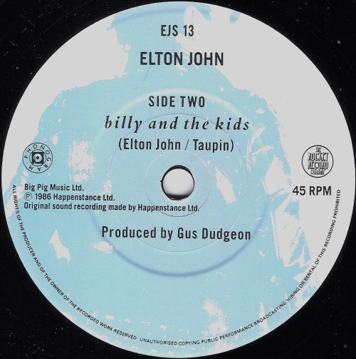 Elton John - Slow Rivers - Used Vinyl Record 7" image 4