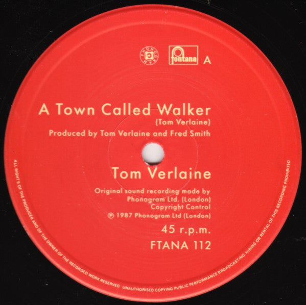 Tom Verlaine - A Town Called Walker - Used Vinyl Record 12" image 3