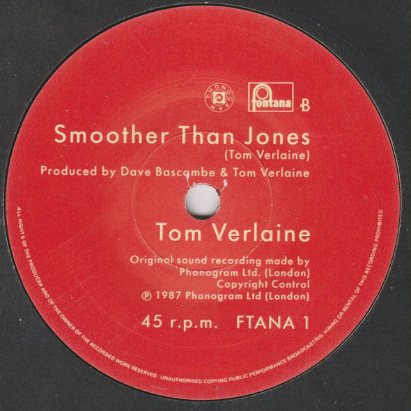 Tom Verlaine - A Town Called Walker - Used Vinyl Record 7" image 4