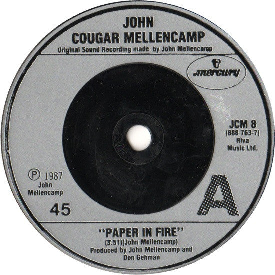 John Cougar Mellenca - Paper In Fire - Used Vinyl Record 7" image 3