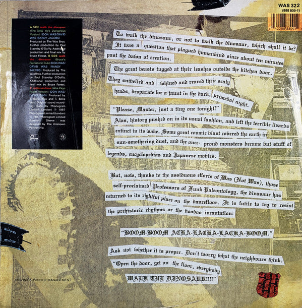 Was - Walk The Dinosaur - Used Vinyl Record 12" image 2