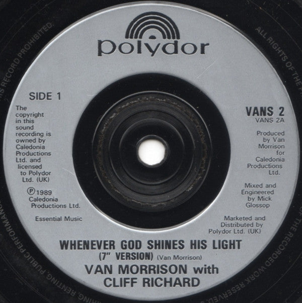 Van Morrison - Whenever God Shines His Light - Used Vinyl Record 7" image 3