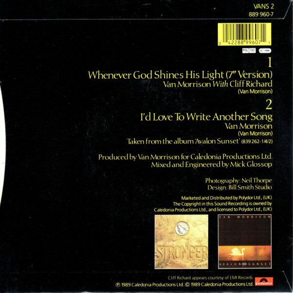 Van Morrison - Whenever God Shines His Light - Used Vinyl Record 7" image 6