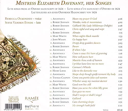 John Wilson - Mistress Elizabeth Davenant Her Songes - CD image 3