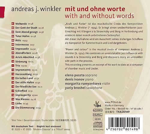 Elena Puszta; Denis - Andreas J. Winkler: With and without words - CD image 2