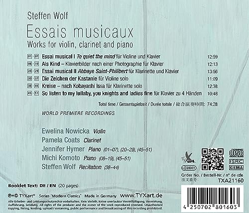 Ewelina Nowicka; Pam - Steffen Wolf: Essais Musicaux - Works for Violin, image 2