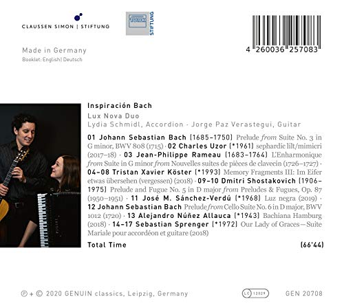 LUX NOVA DUO - INSPIRACION BACH - CD image 2