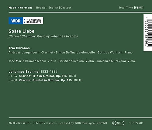 BRAHMS / TRIO CHRONO - SPATE LIEBE - CD image 2