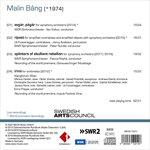 Malin Bang: Works For Orchestra - CD image 2