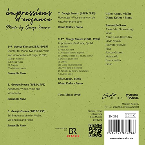 ENESCU / ENSEMBLE RA - IMPRESSIONS D' ENFANCE - CD / Album image 2