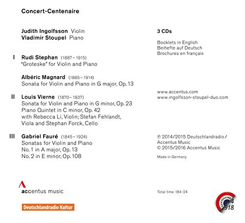 Rudi Stephan - Judith Ingolfsson/Vladimir Stoupel: Concert-Centenaire image 2