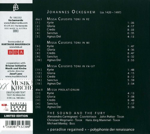 SOUND AND THE FURY - MISSA CUIUSVIS TONI & PROLATIO - CD image 2