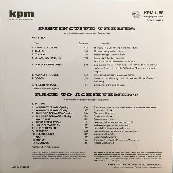 Nick Ingman - Distinctive Themes / Race To Achievement - Vinyl Record image 2