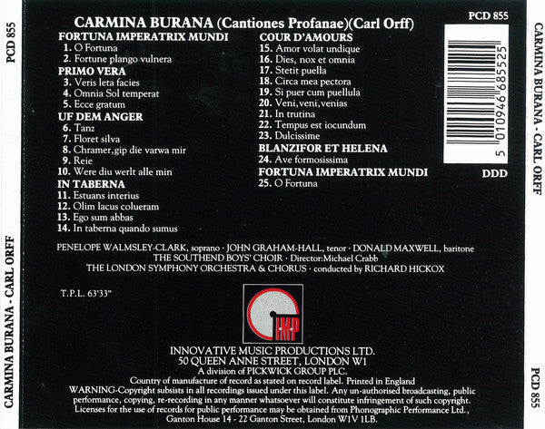Carl Orff - Carmina Burana - Used CD image 6