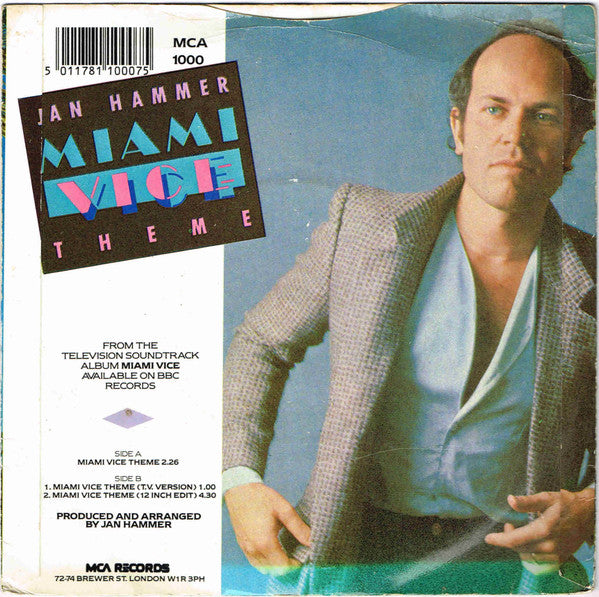 Jan Hammer - Miami Vice Theme - Used Vinyl Record 7" image 6