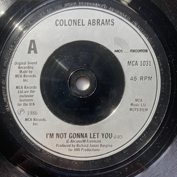 Colonel Abrams - I'm Not Gonna Let You - Used Vinyl Record 7" image 3