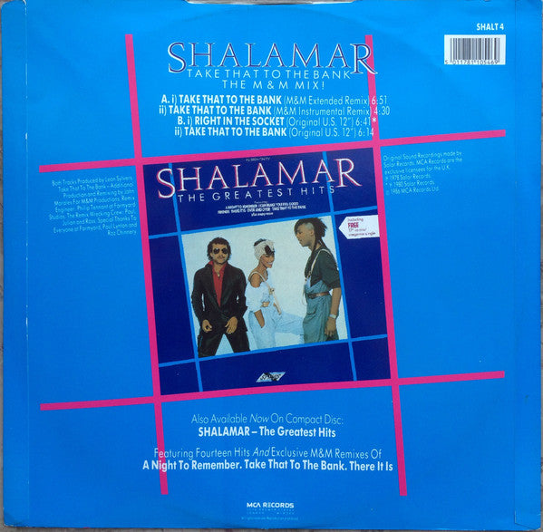 Shalamar - Take That To The Bank (The M & M Mix!) - Used Vinyl Record image 2