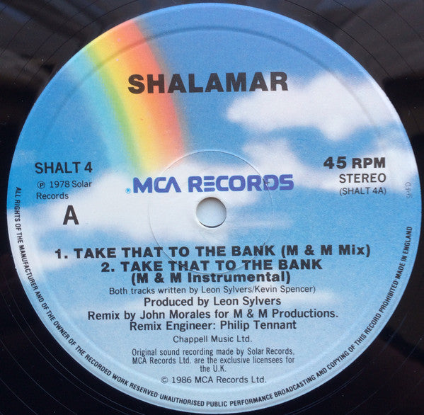 Shalamar - Take That To The Bank (The M & M Mix!) - Used Vinyl Record image 3